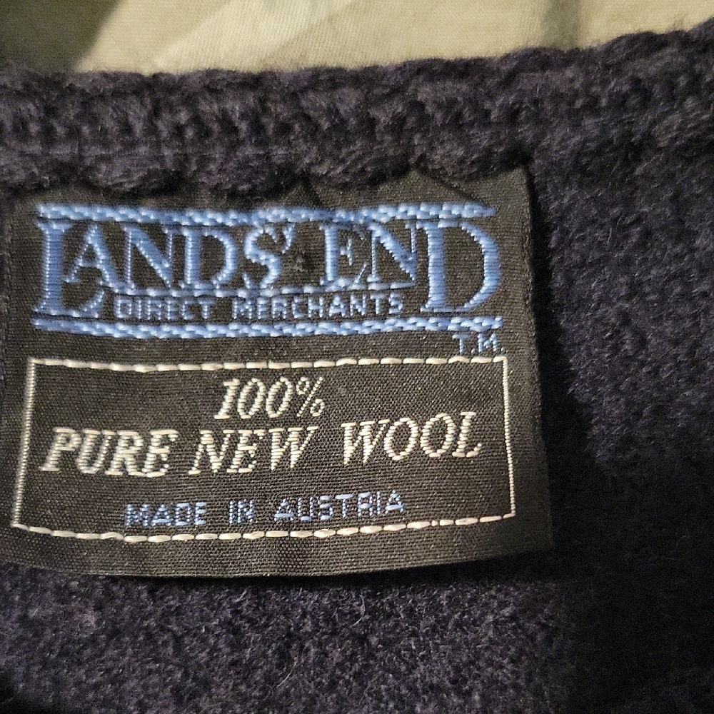 Vintage Lands End Midnight Navy Blue Wool Lady Jacket Cardigan - M - Picture 2 of 10
